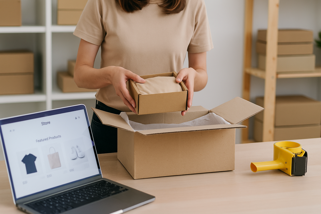 modern Indian online store interface showing product display, mobile checkout, seller managing orders on tablet, Indian products, professional ecommerce dashboard